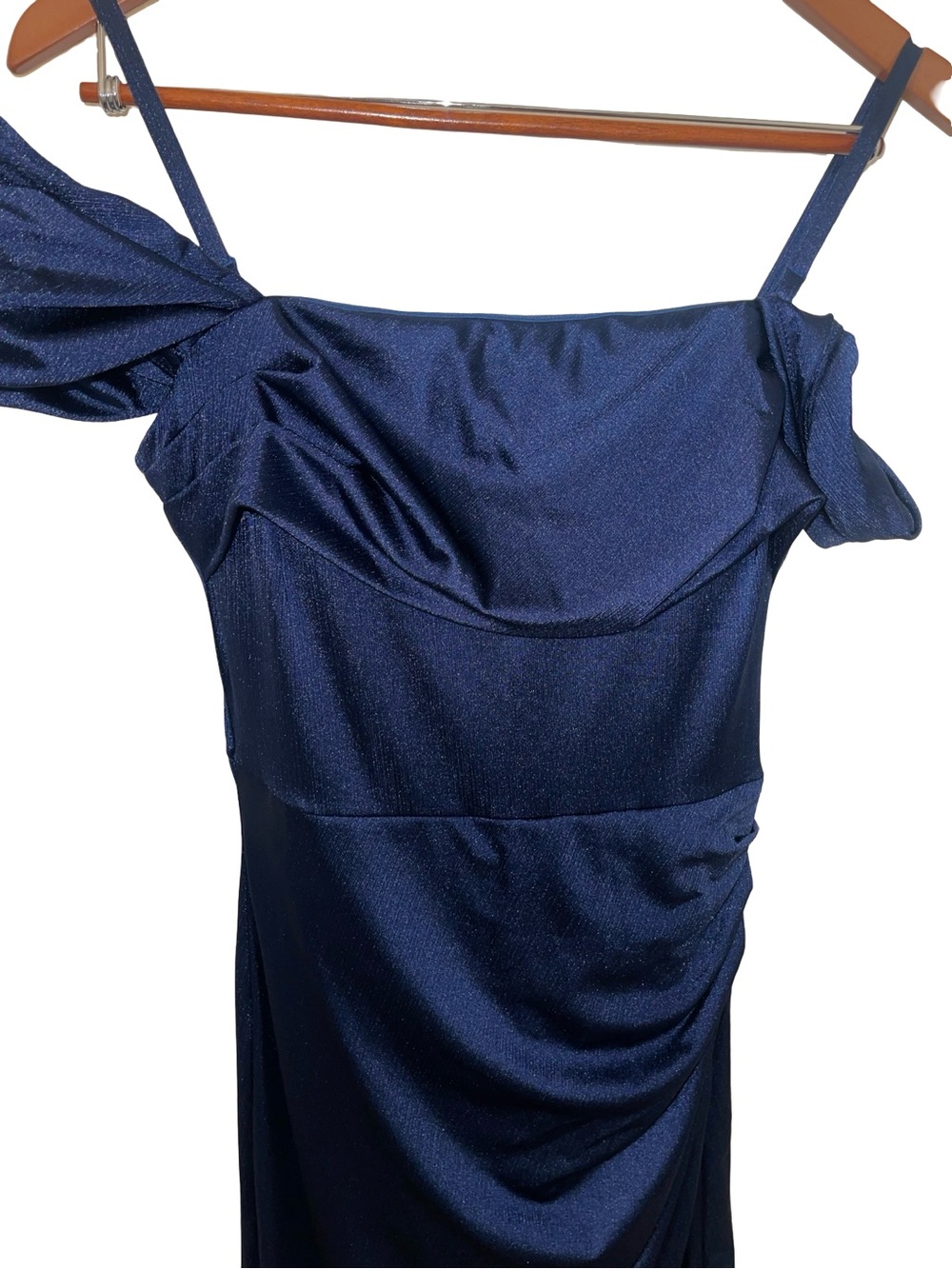 Shapewear Off-Shoulder Ruched Sculpting Maxi Dress - Navy Blue size - Picture 6 of 7